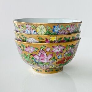 Vintage Hand-Painted floral Porcelain Bowls (set of 3)
